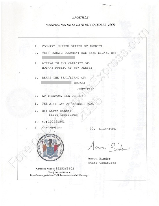 New Jersey apostille 2026 NJ Hague apostille look in 2006